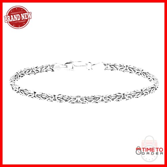 Sterling Silver Byzantine Link Bracelet Elegant Classic Dainty Everyday Wear